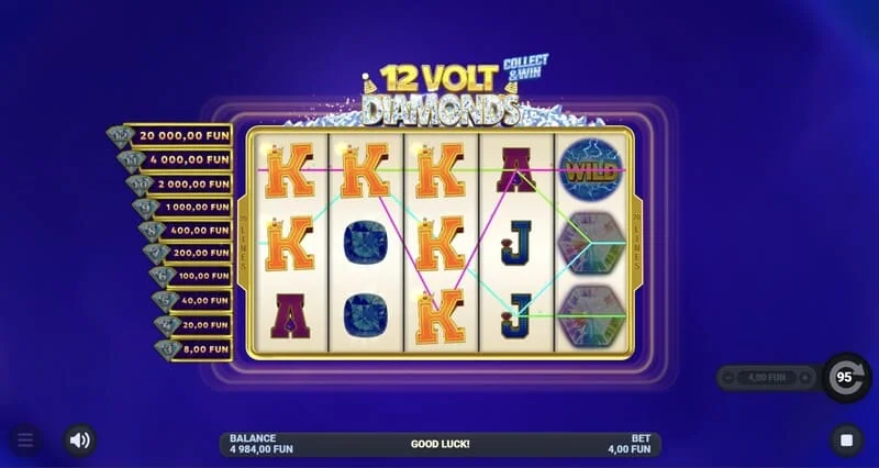 12 Volt Diamonds - главен екран за играње со мрежа 5×4